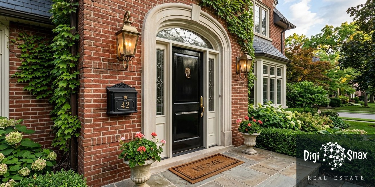 Traditional luxury real estate with the DigiSnax Real Estate lockup, exemplifying the Real Estate Authority Platform